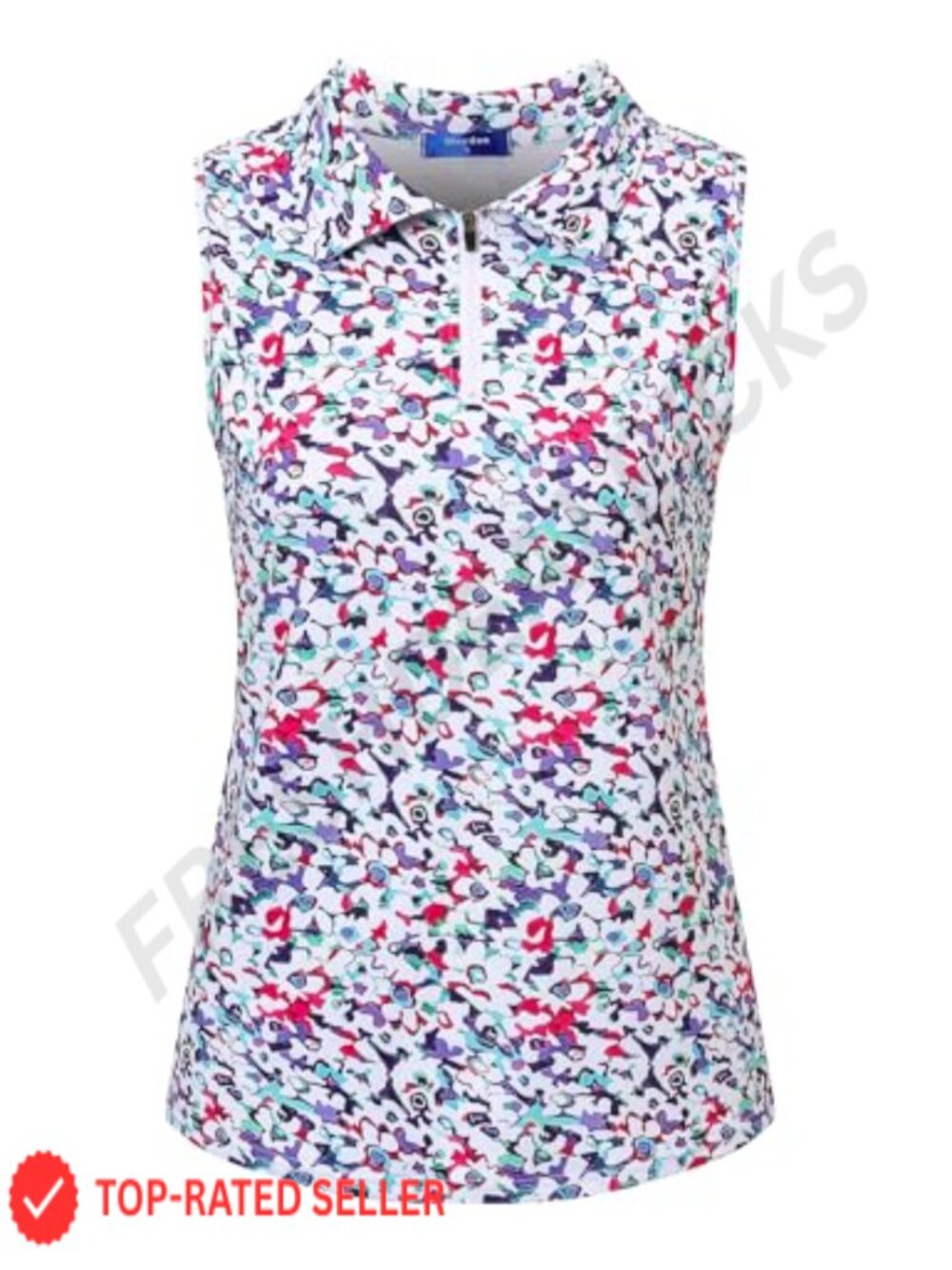 Womens Golf Polo Tank Top Sleeveless Athletic Zipper Moisture Wicking Stretch
